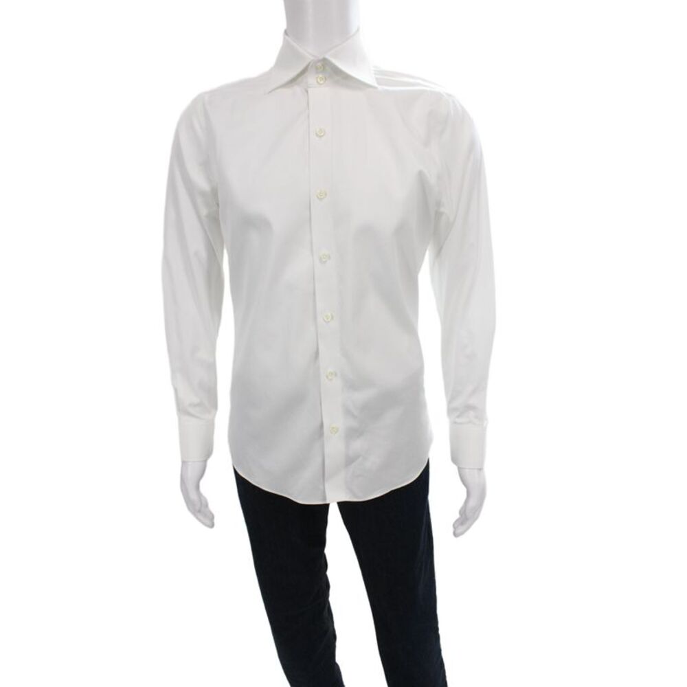 Proper Cloth Mens Cotton Long Sleeve Button Up Shirt White Size M